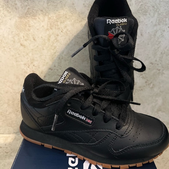 Little girl Reebok black Classic Leather kids running shoes size 12.5 - Picture 4 of 6